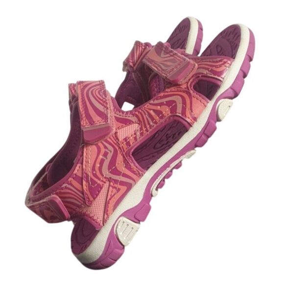 Eddie Bauer Girls Sandals Sz 2 Pink Jordan River Waves Adjustable Strappy Sporty - Picture 3 of 7